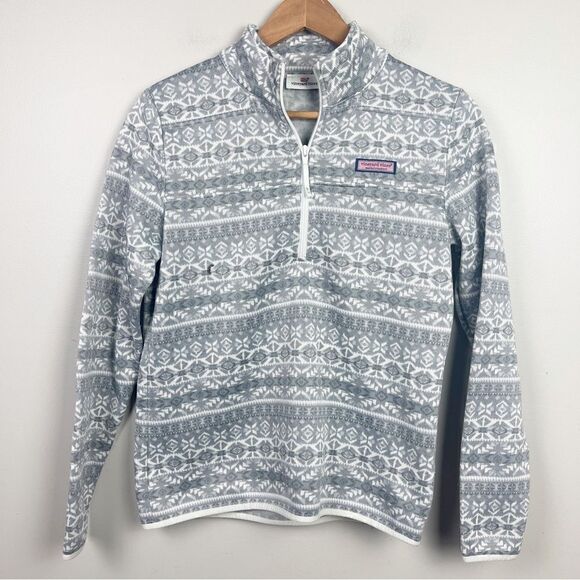 Vineyard Vines Women northern isle gray fleece jacket - Picture 1 of 7